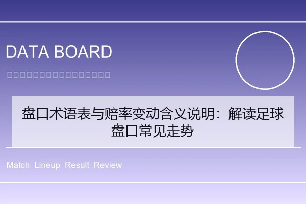 盘口术语表与赔率变动含义说明：解读足球盘口常见走势